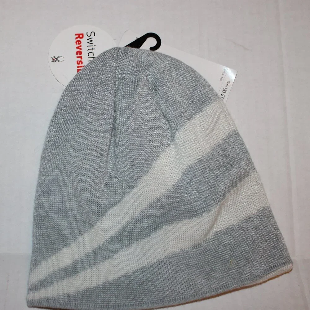 Spyder Gray White Reversible Beanie NWT